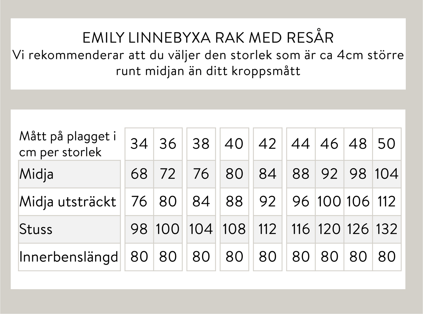 Emily linnebyxa rak med resår - Svart