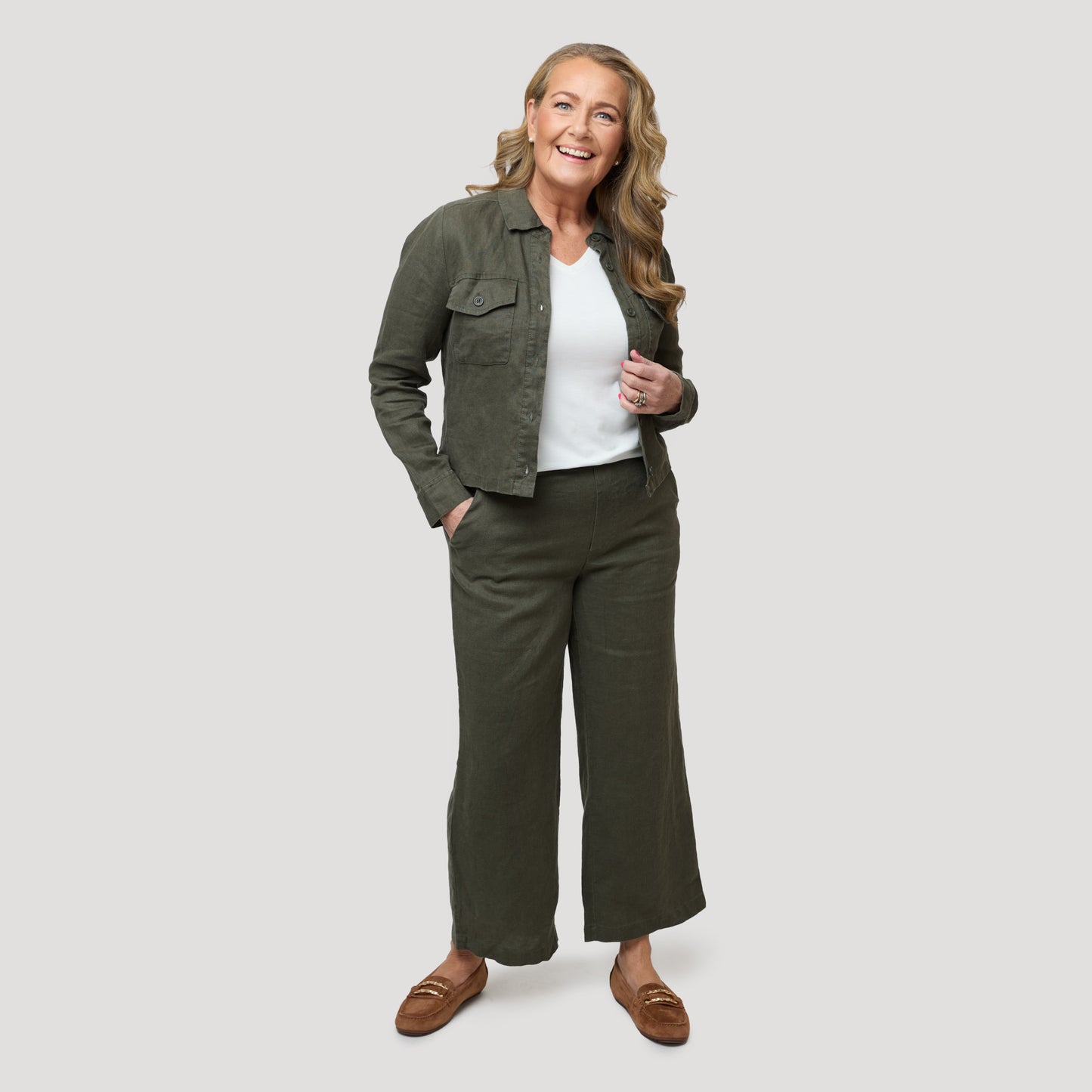Emily linnebyxa ankellång - Grön