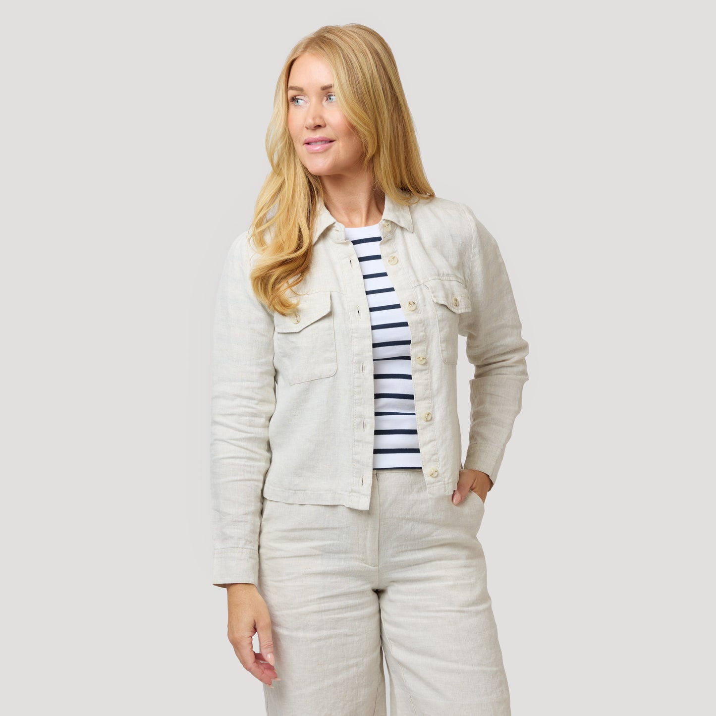 Emily linnejacka - Ljusbeige