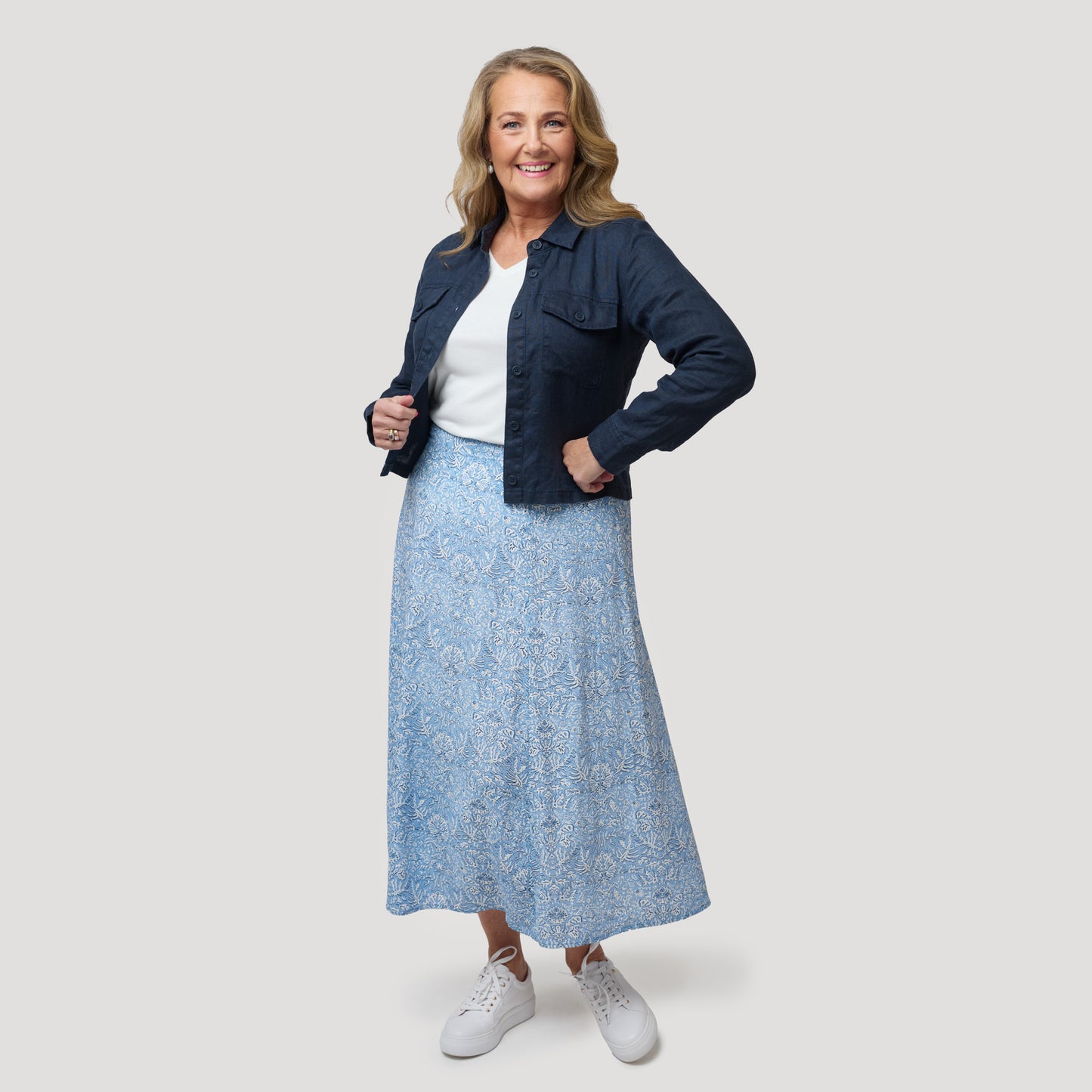 Emily linnejacka - Mörkblå