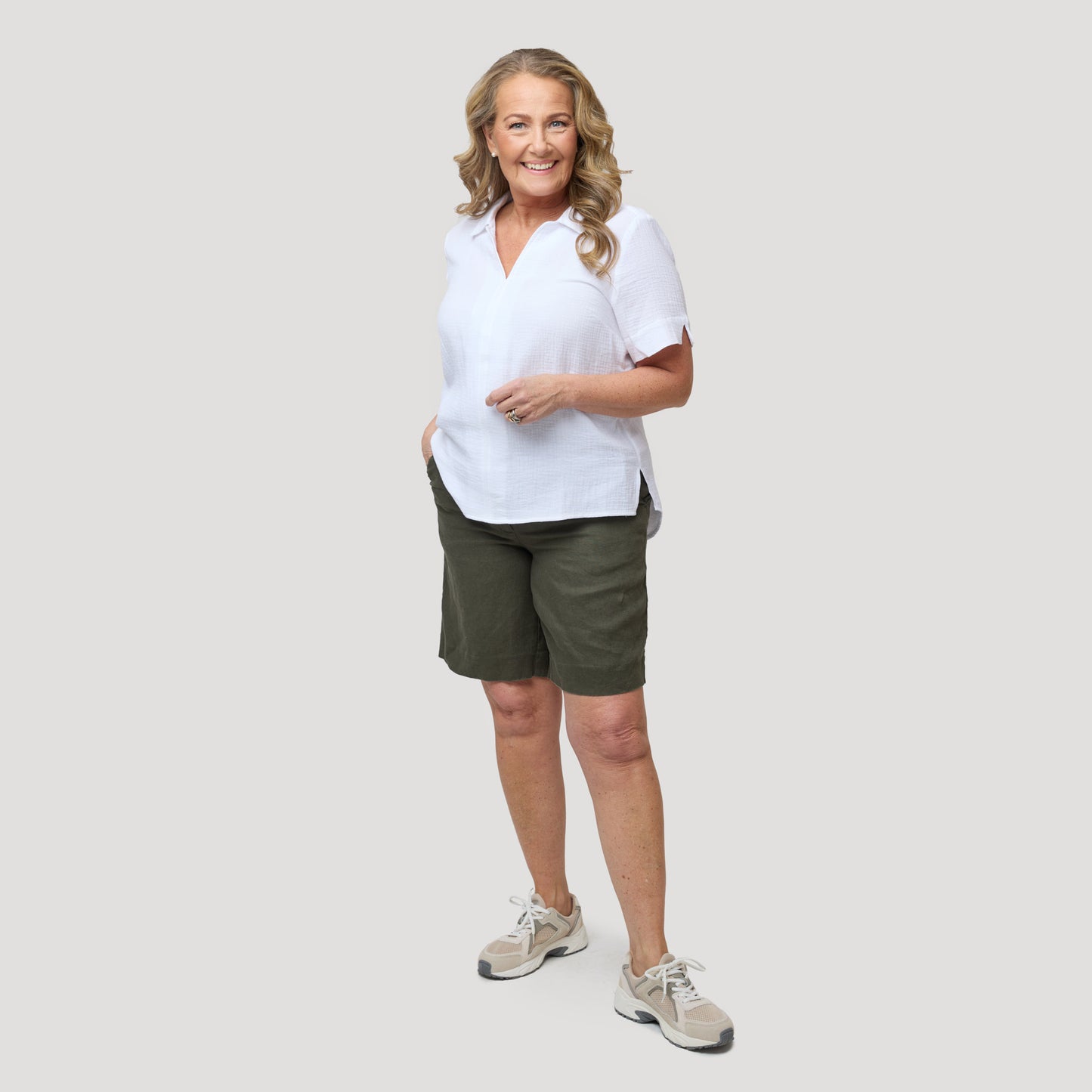 Emily linneshorts - Grön