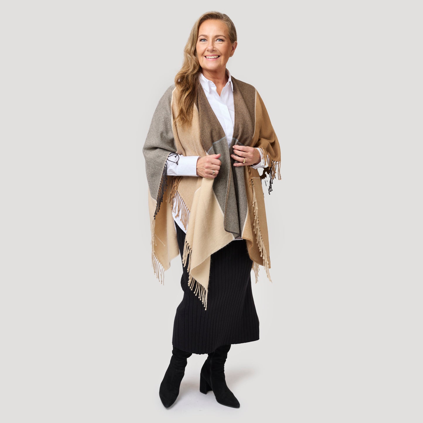 Frida poncho - rutig