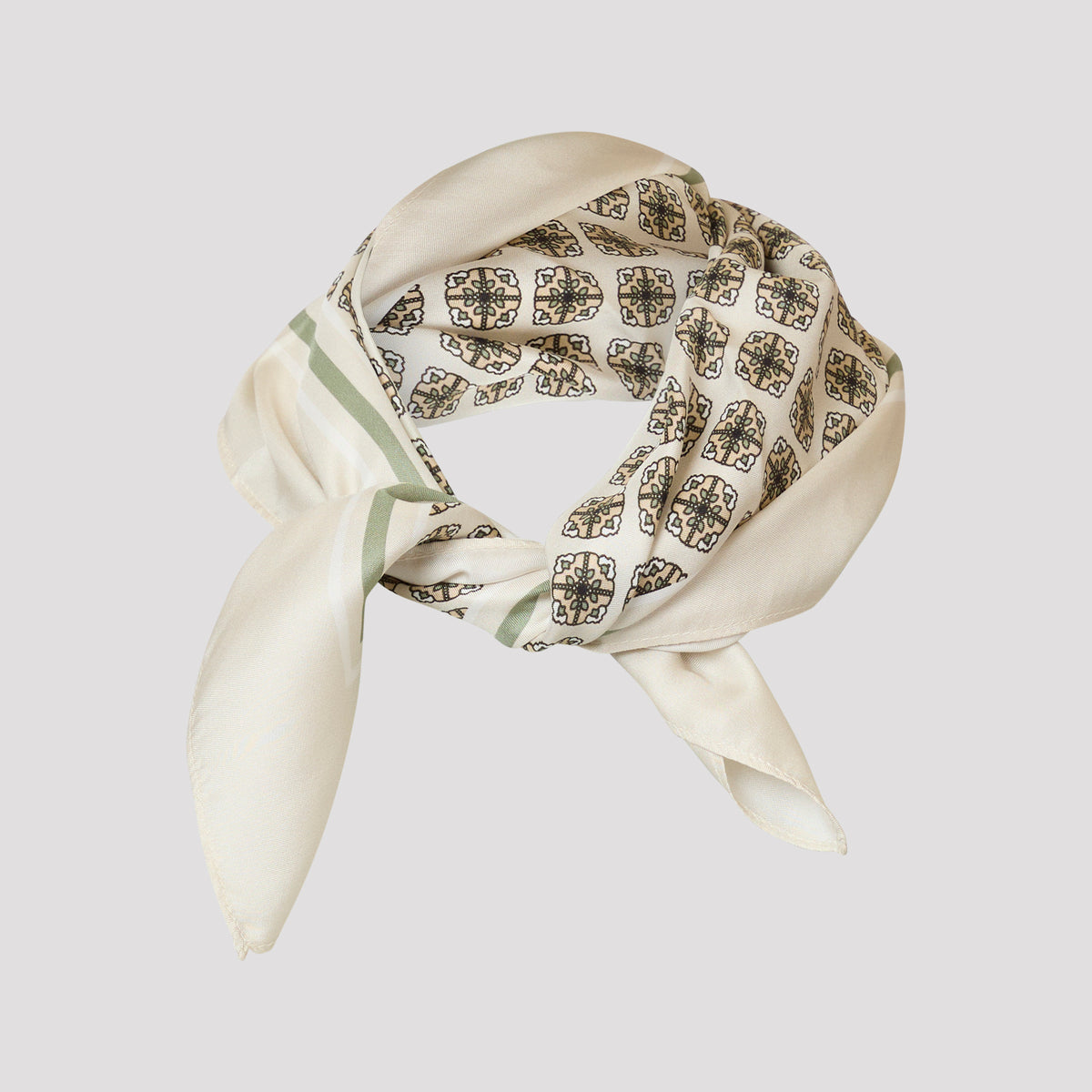 Saga sidenscarf - Grön grafisk