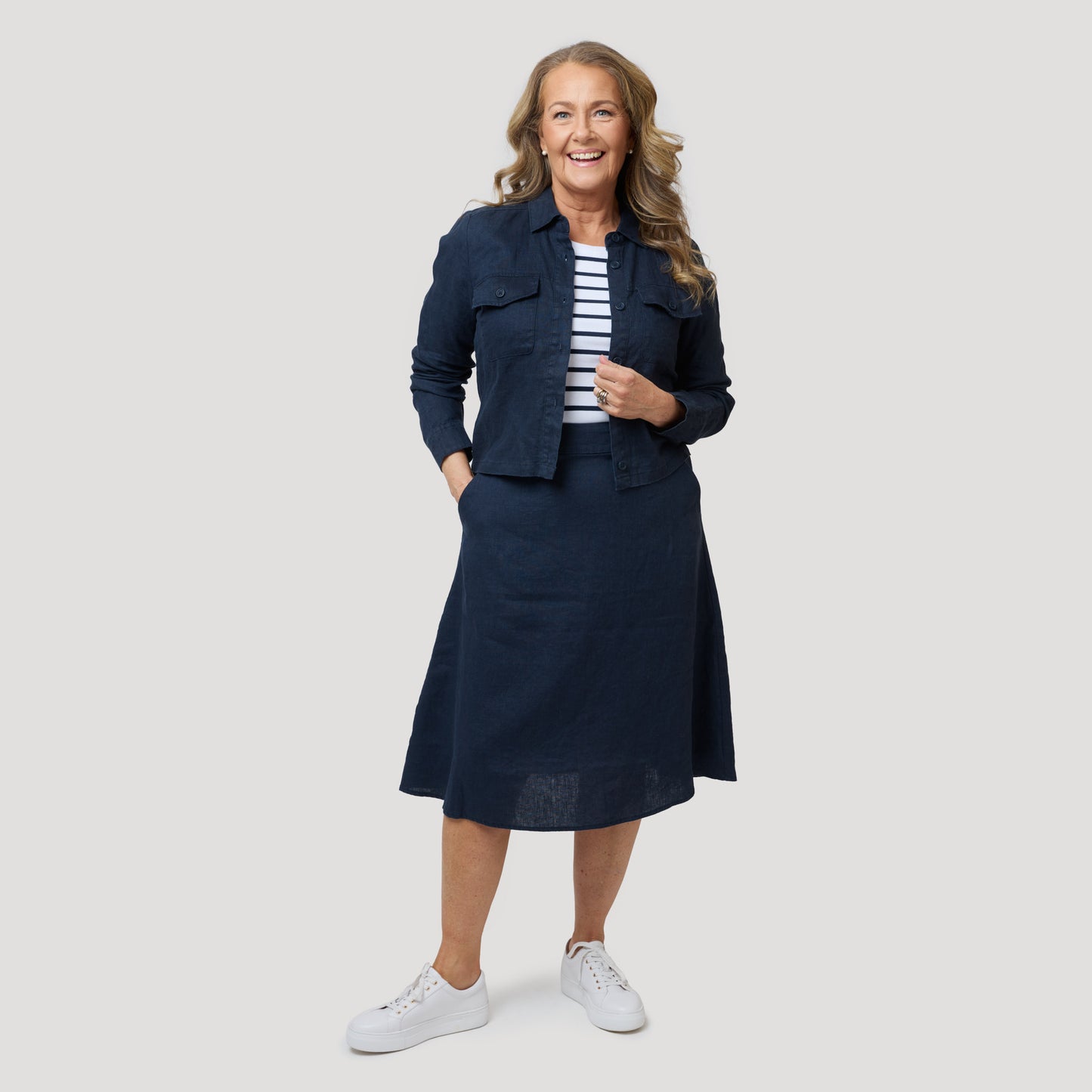 Emily linnekjol - Mörkblå