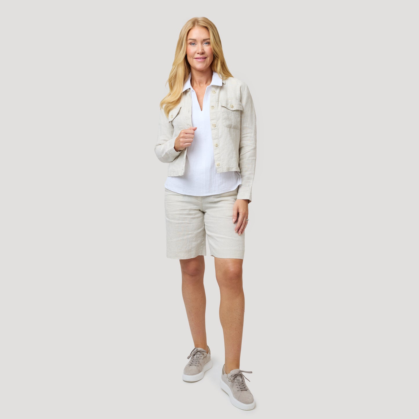 Emily pellavashortsit - vaaleanbeige