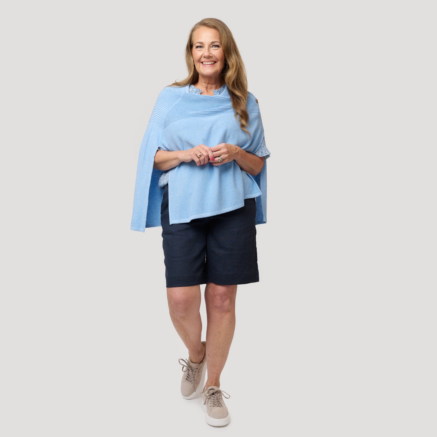 Petra poncho - Blå