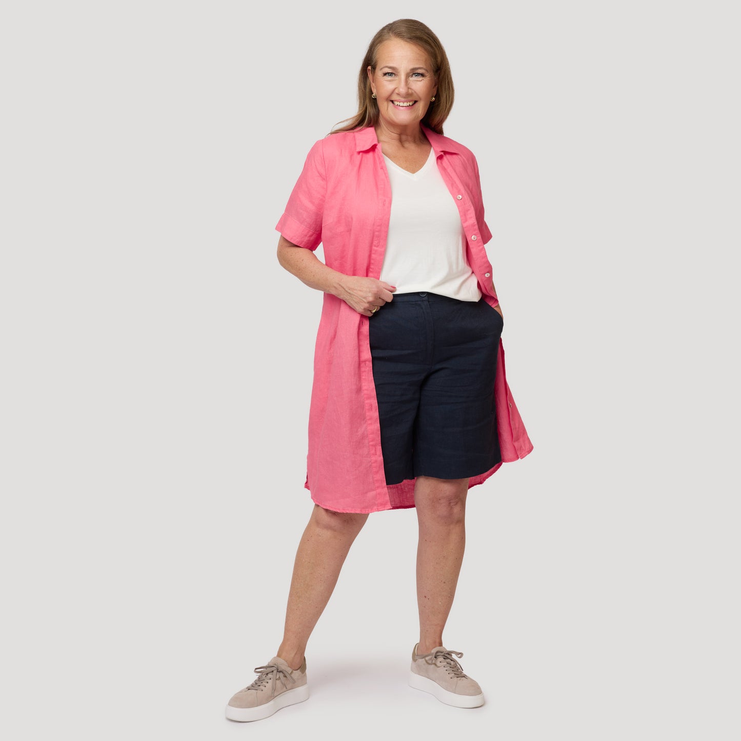 Embla linneklänning - Korall