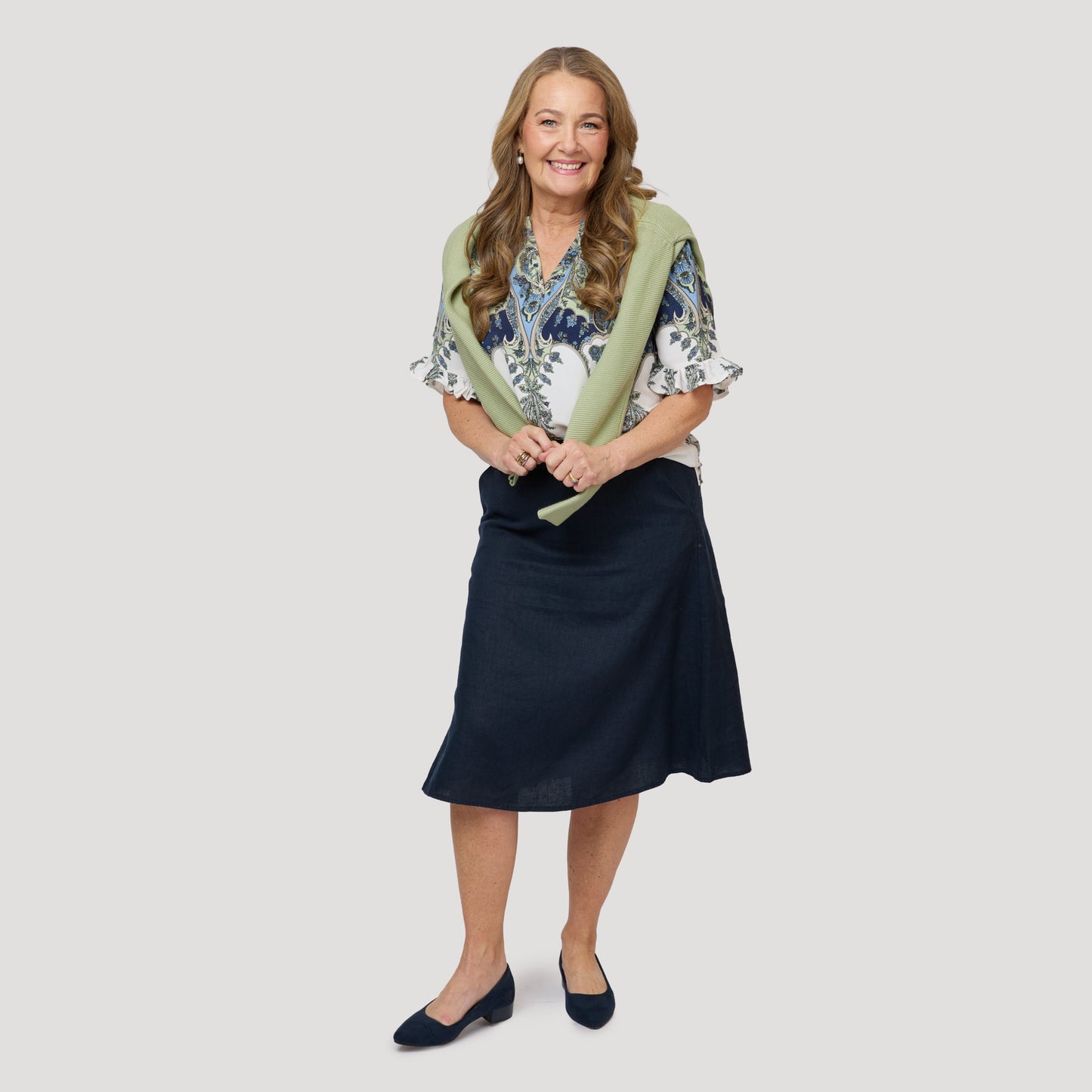 Emily linnekjol - Mörkblå