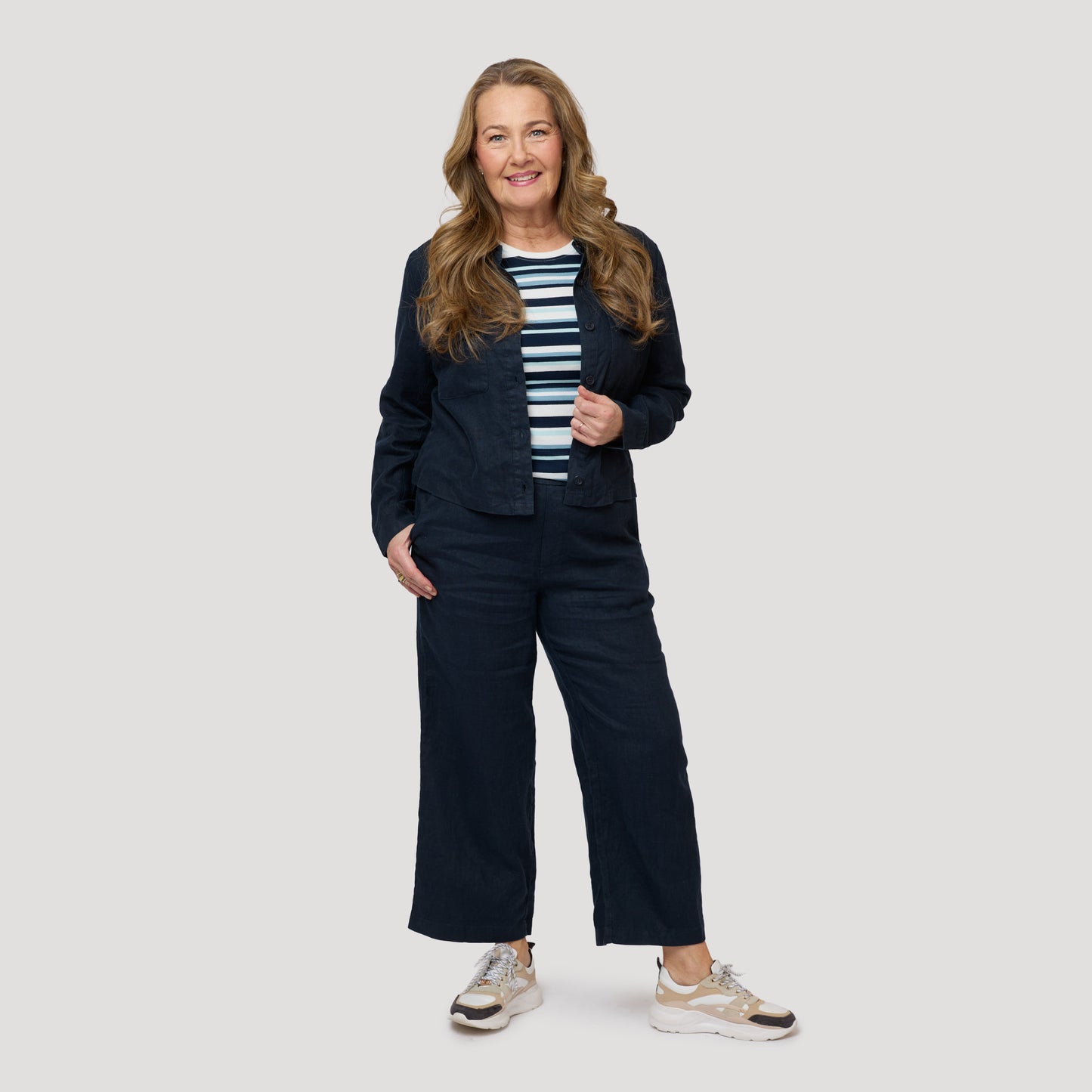 Emily linnebyxa ankellång - Mörkblå