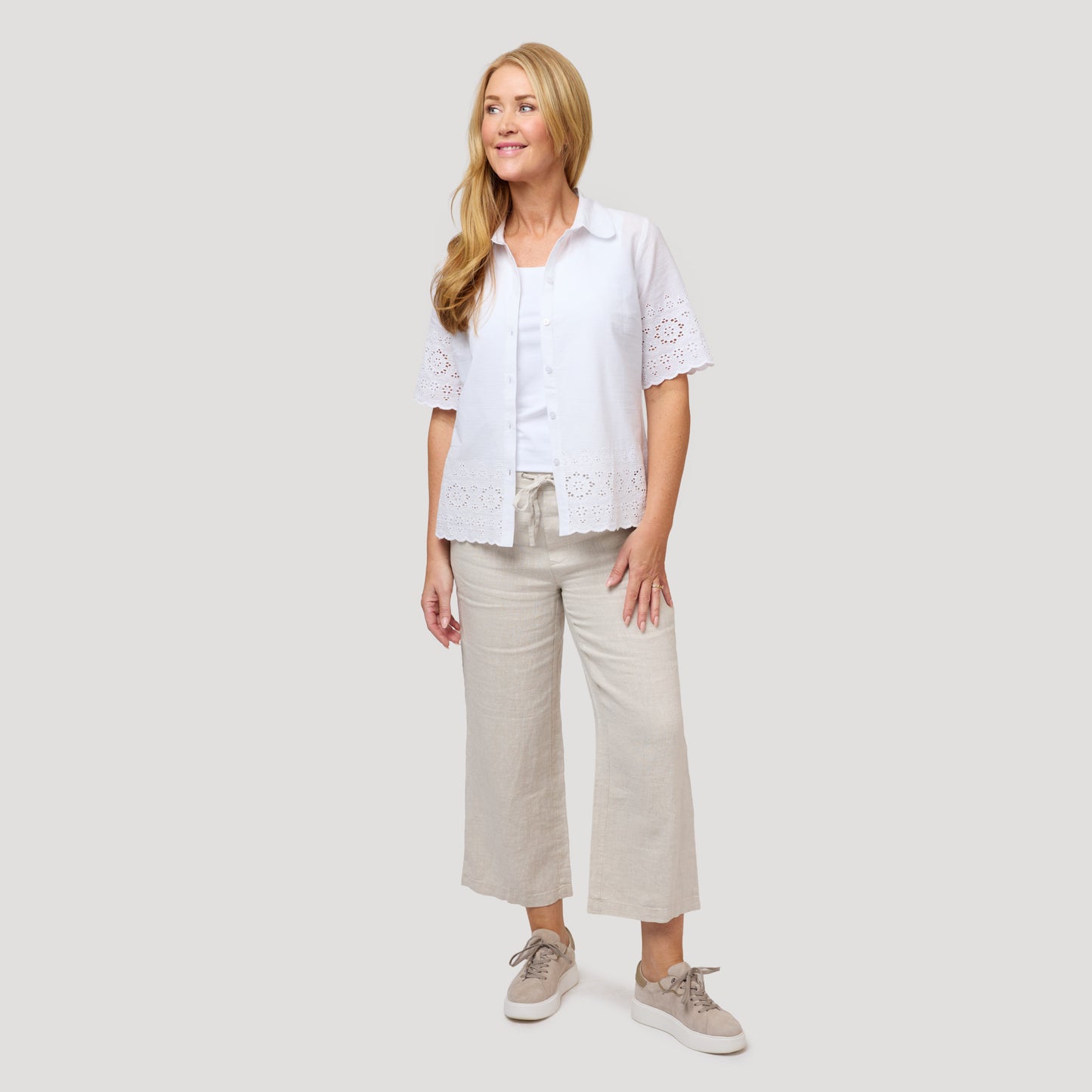 Emily linnebyxa ankellång - Ljusbeige