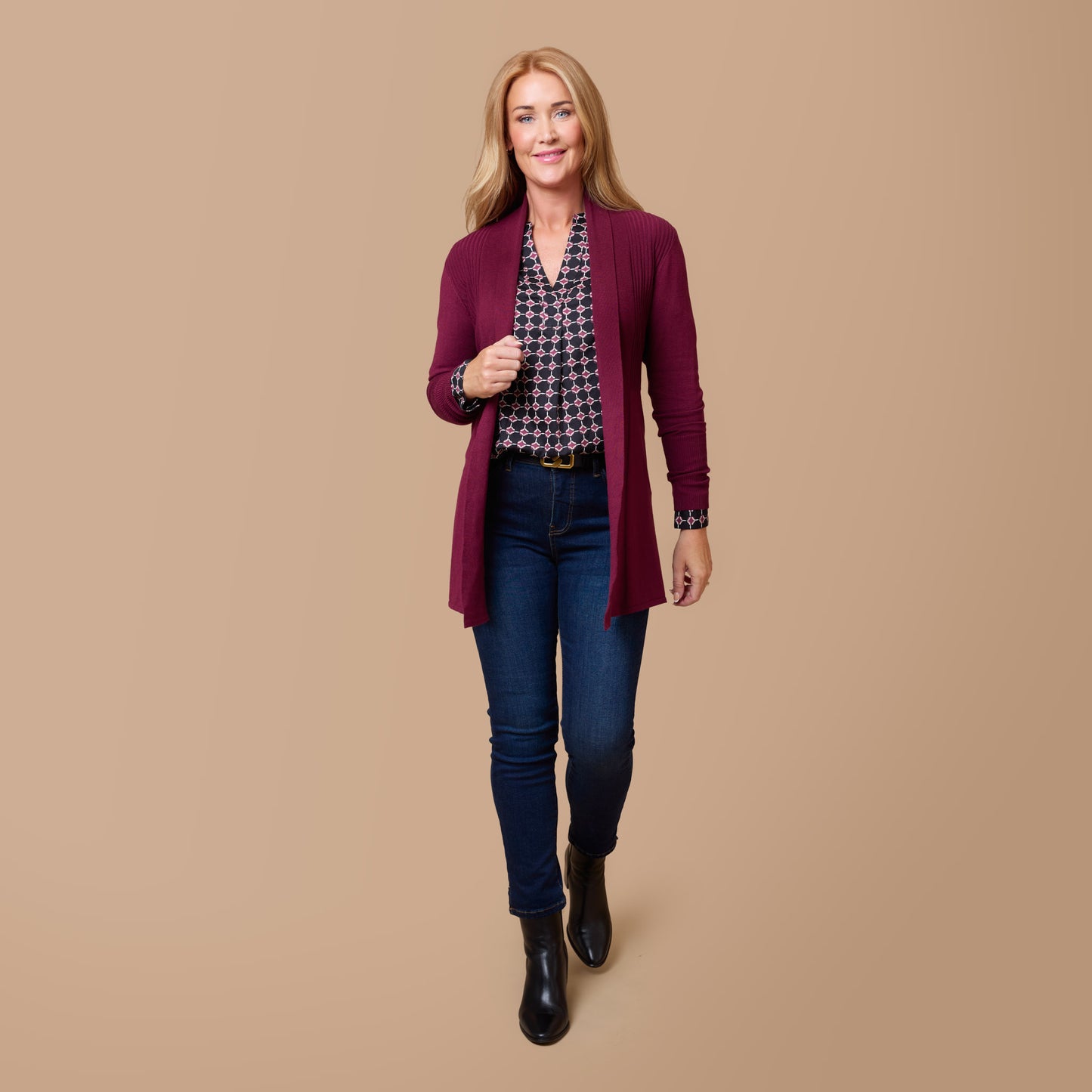 Evelyn cardigan - Vinröd