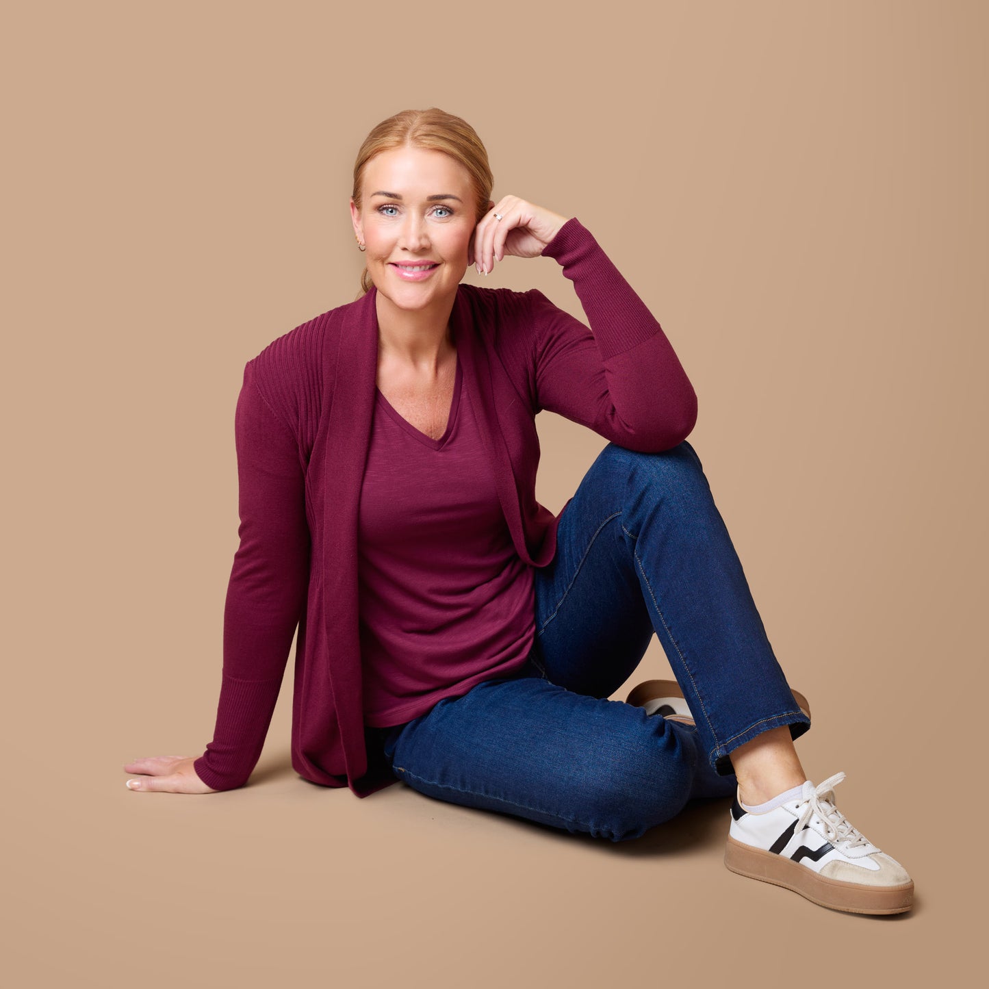 Evelyn cardigan - Vinröd