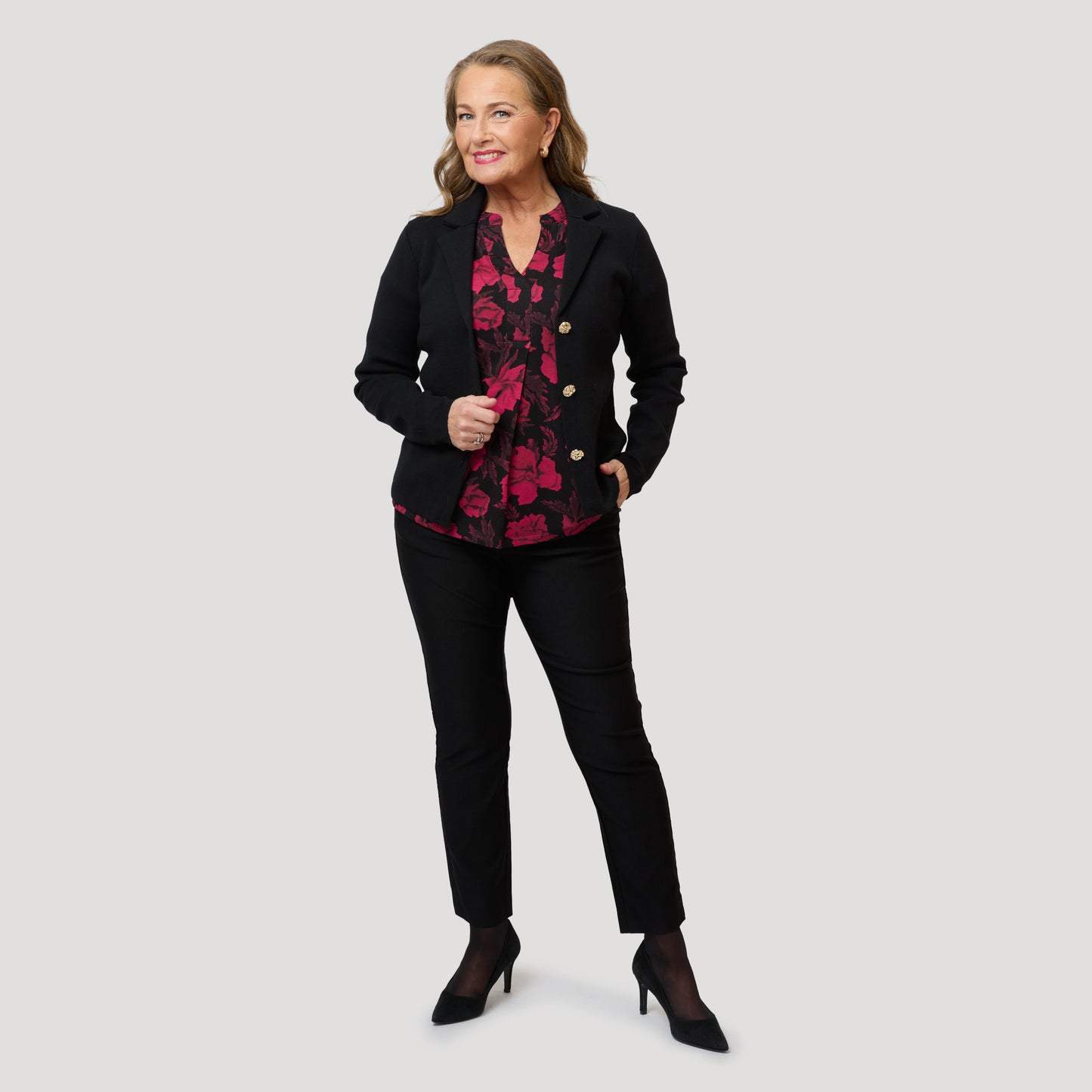 Ylva topp - Svart blommig