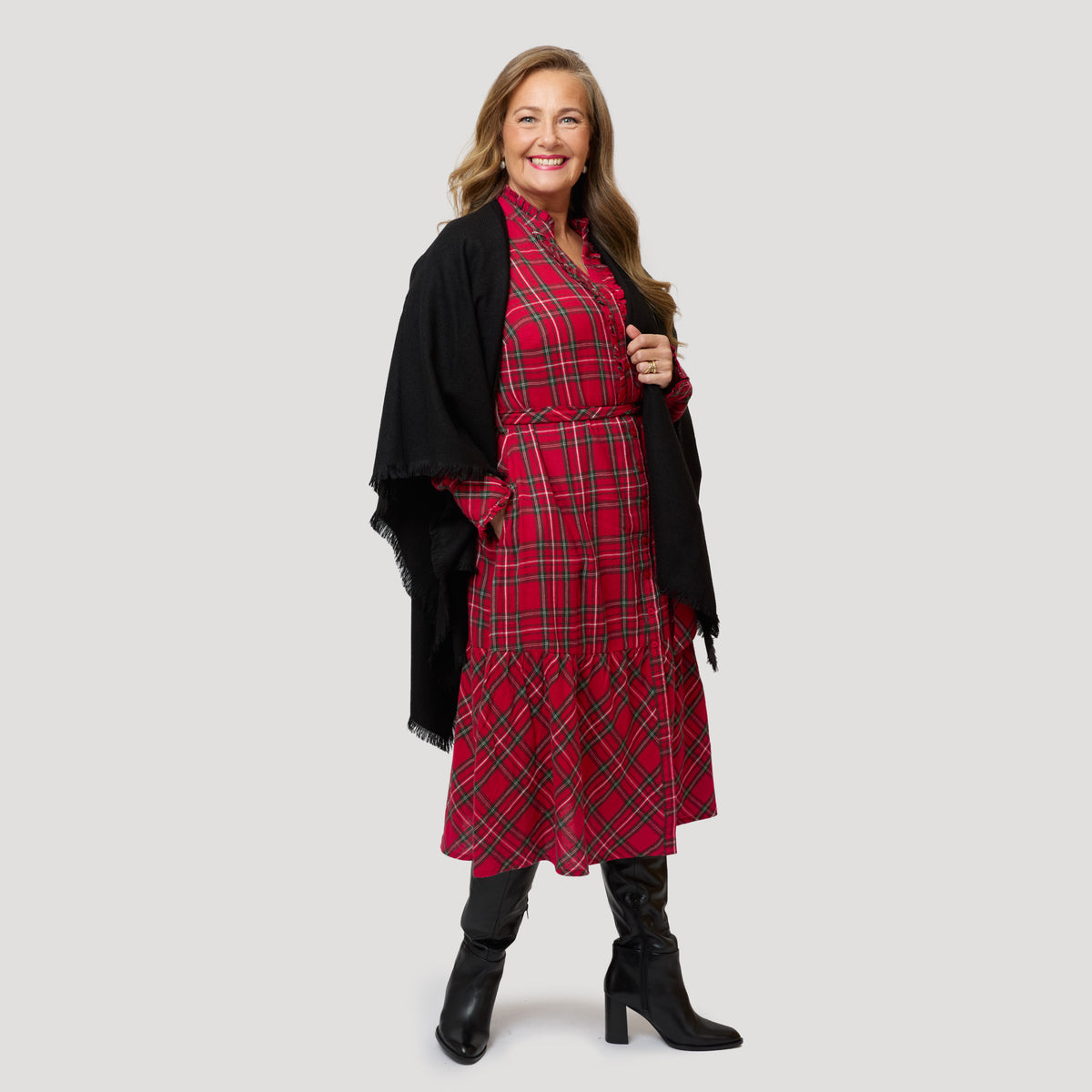 Sigrid klänning - Röd rutig