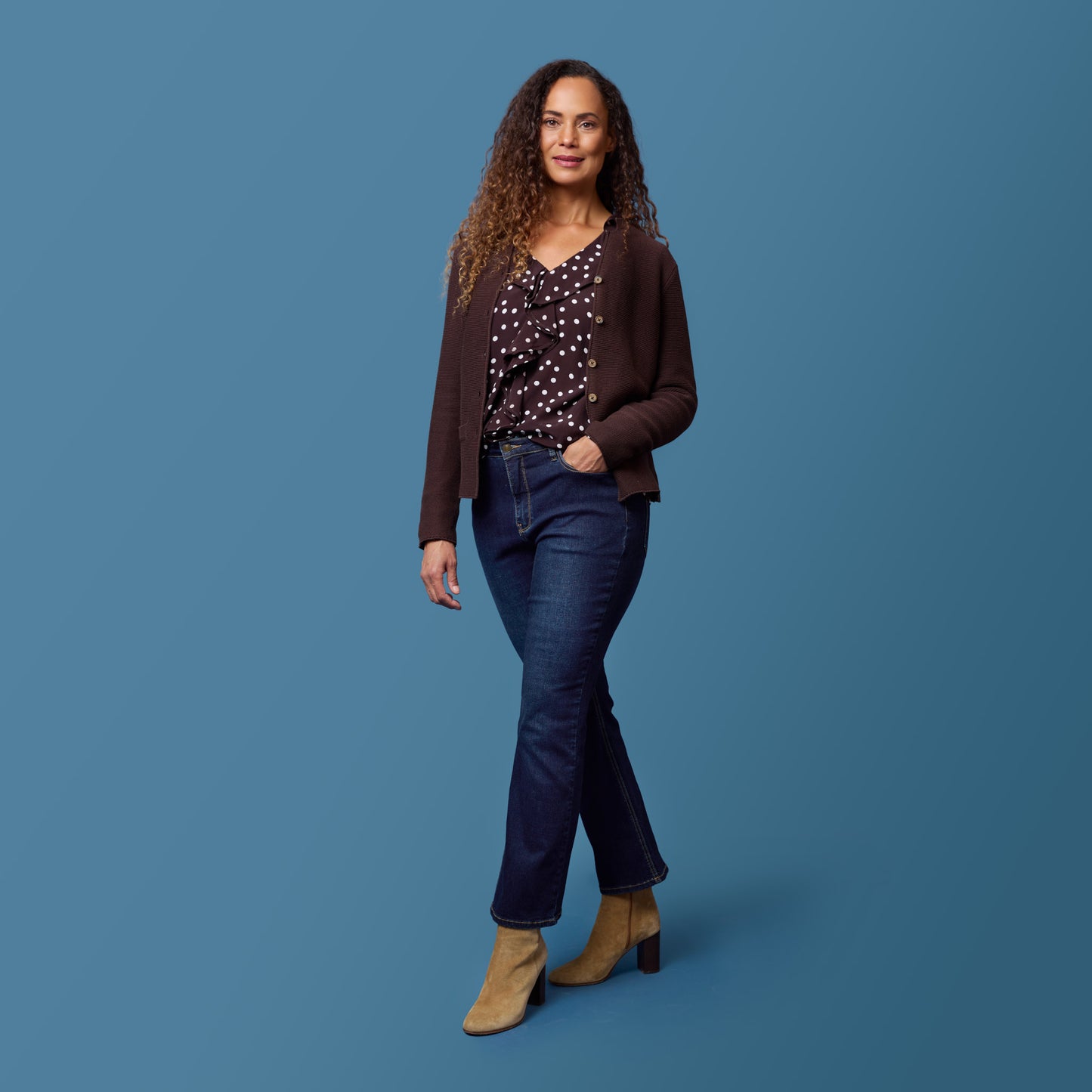 Lydia blus - Brun prickig