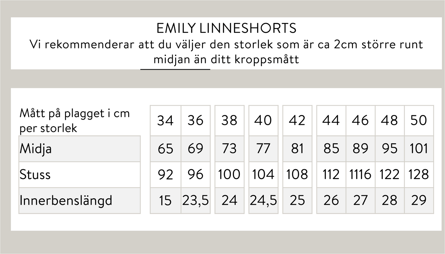 Emily pellavashortsit - vaaleanbeige