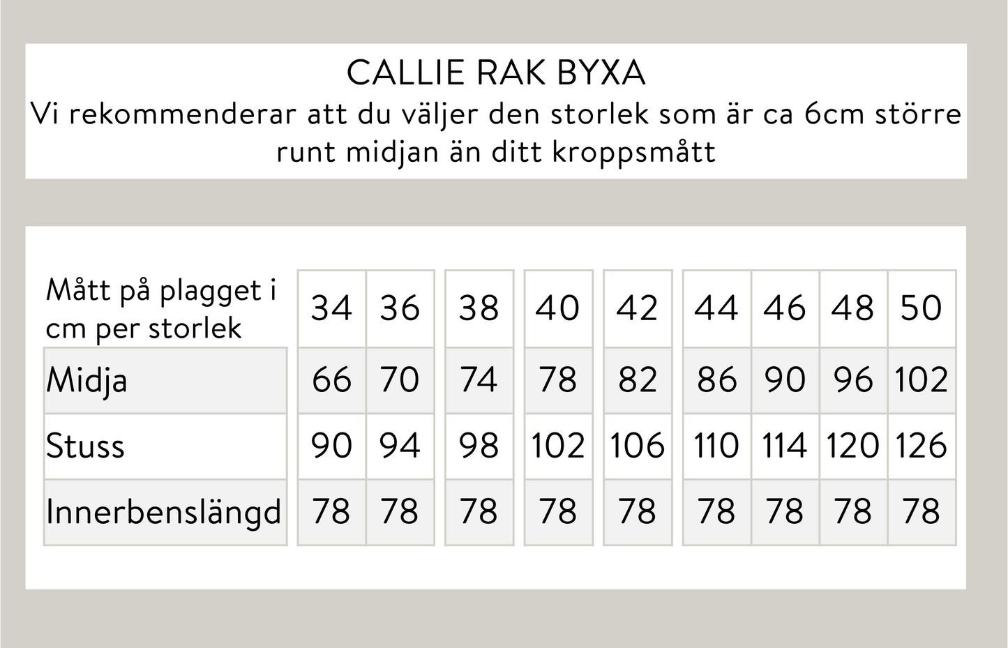 Callie rak byxa - Beige